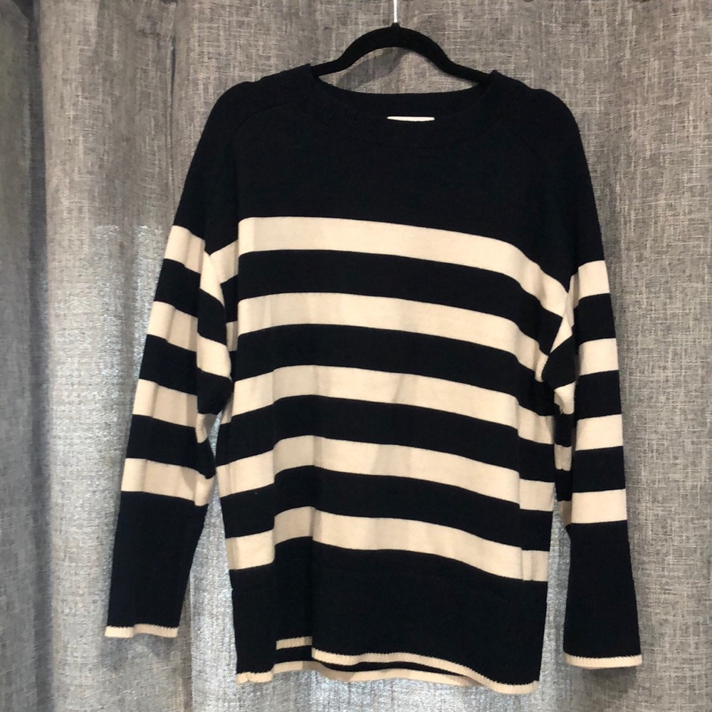 Cos. Worn once. Oversized cotton/wool crew neck bold striped sweater.